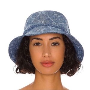 GRLFRND Carly Logo Denim Bucket Hat monogram cap blogger TikTok favorite top NWT